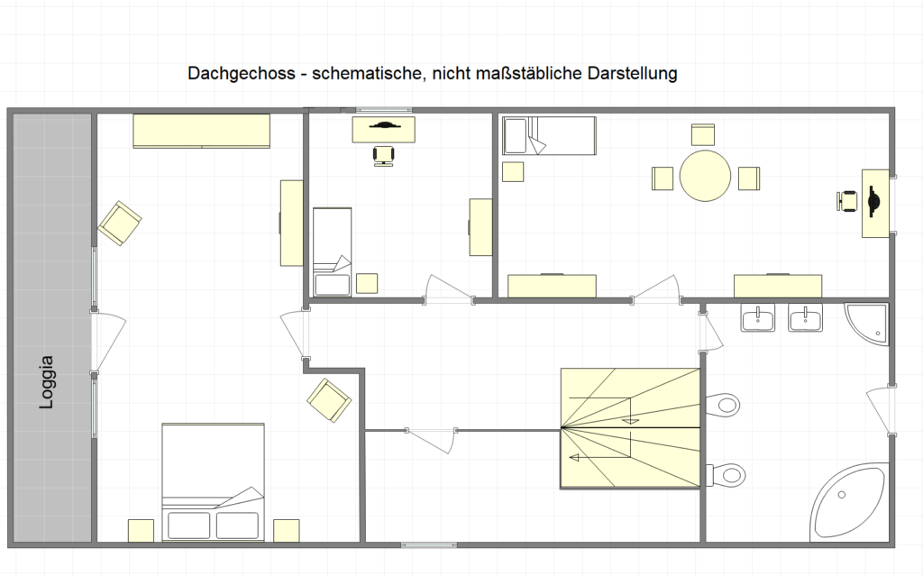 Dachgeschoß - schematische, nicht maßstäbliche Darstellung