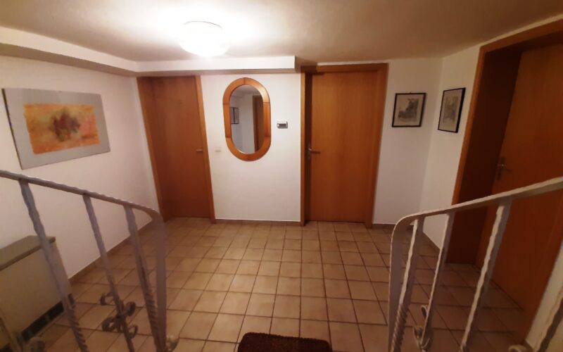 Auch das Untergeschoß umfasst Wohnräume. Diele WC, Gästezimmer, Sauna, Dusche
