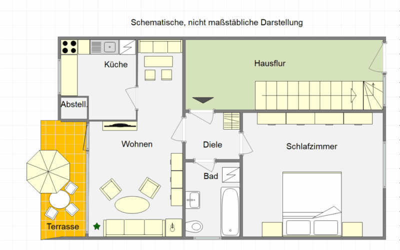 Grundriss einer Eigentumswohnung in Iserlohn-Letmathe. Schematische Darstellung