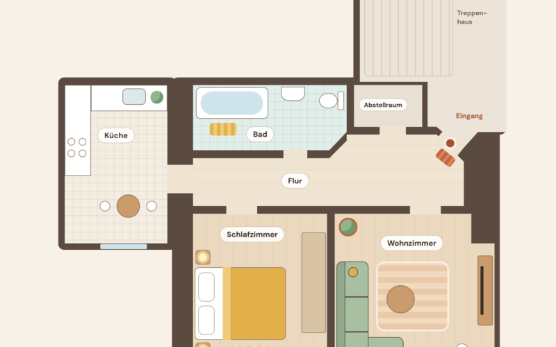 Wohnung mieten in Iserlohn: 2 Zimmer in ruhiger, innenstadtnaher Lage. Hier der Grundriss der Wohnung in Iserlohn