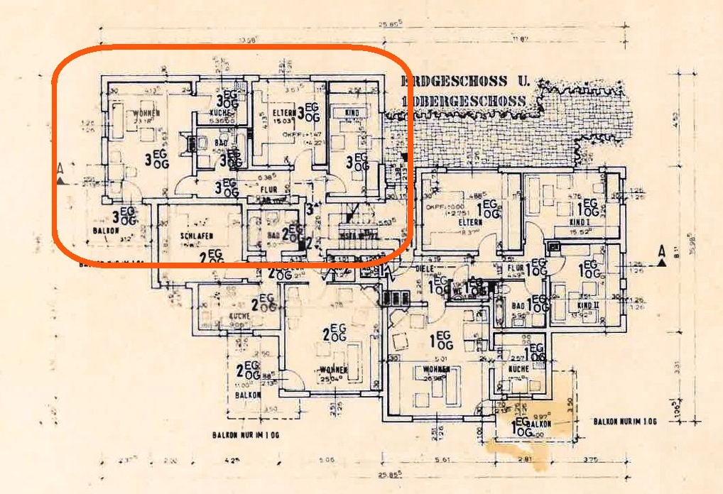 Grundriss der Wohnung vom Architekten gezeichnet